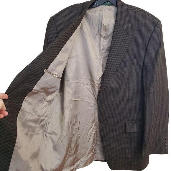 Ralph Lauren LRL Brown Houndstooth wool Mens Blazer Jacket Sports Coat Size 42L - Picture 9 of 11